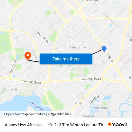 Albany Hwy After John St to 213 Tim Winton Lecture Theatre map