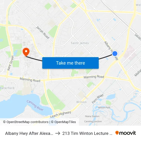 Albany Hwy After Alexandra Pl to 213 Tim Winton Lecture Theatre map