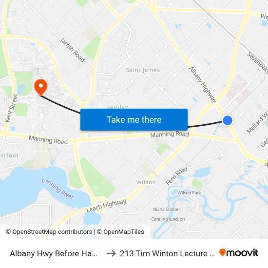 Albany Hwy Before Hamilton St to 213 Tim Winton Lecture Theatre map