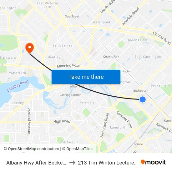 Albany Hwy After Beckenham St to 213 Tim Winton Lecture Theatre map