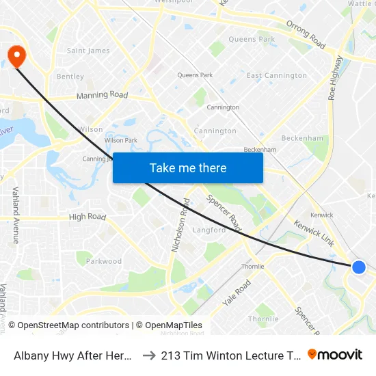 Albany Hwy After Herbert St to 213 Tim Winton Lecture Theatre map