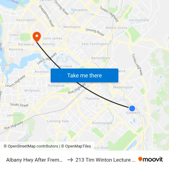 Albany Hwy After Fremantle Rd to 213 Tim Winton Lecture Theatre map