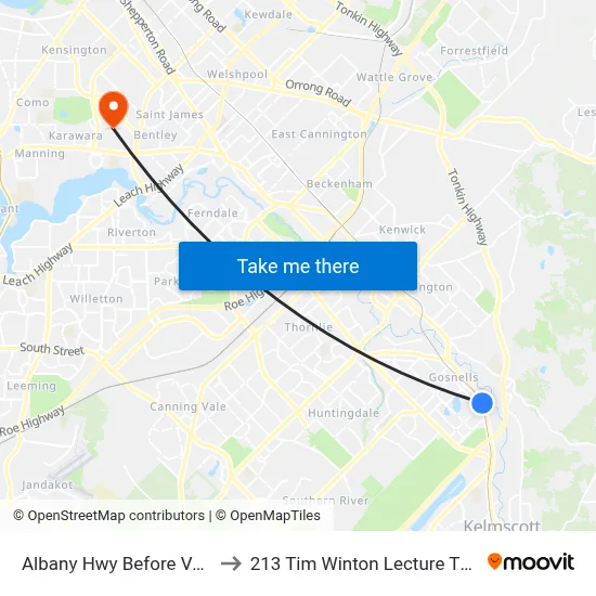 Albany Hwy Before Vera St to 213 Tim Winton Lecture Theatre map