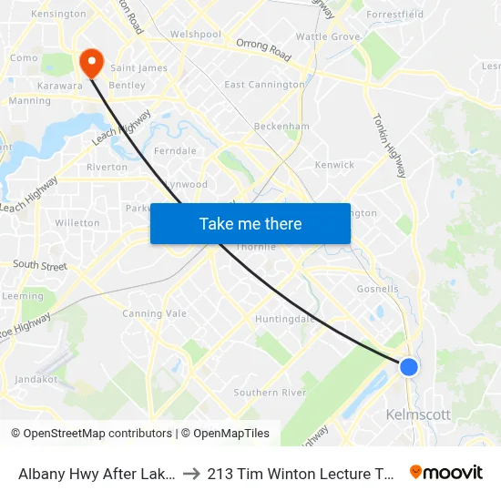 Albany Hwy After Lake Rd to 213 Tim Winton Lecture Theatre map