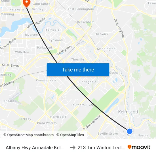 Albany Hwy Armadale Kelmscott Hospital to 213 Tim Winton Lecture Theatre map