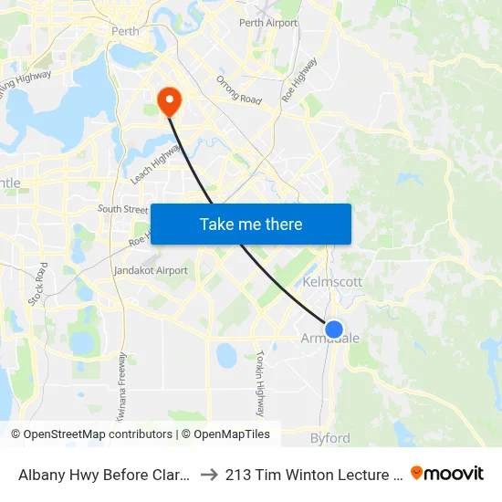 Albany Hwy Before Clarence Rd to 213 Tim Winton Lecture Theatre map
