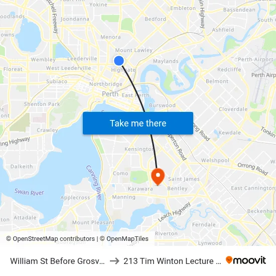 William St Before Grosvenor Rd to 213 Tim Winton Lecture Theatre map
