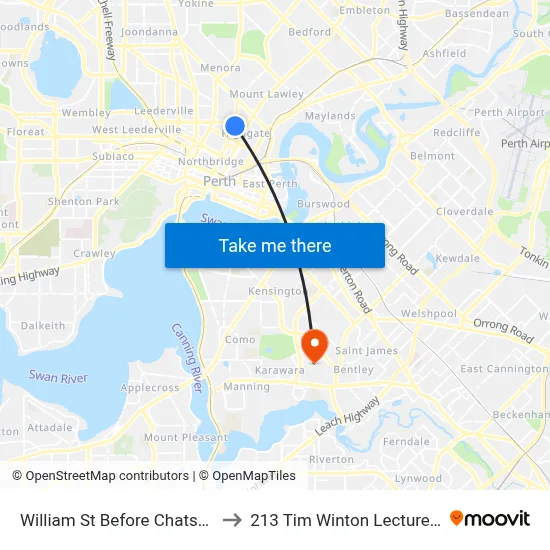 William St Before Chatsworth Rd to 213 Tim Winton Lecture Theatre map