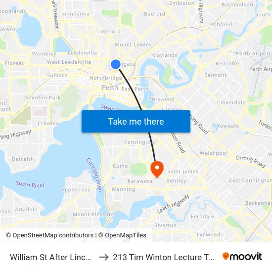 William St After Lincoln St to 213 Tim Winton Lecture Theatre map