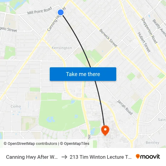 Canning Hwy After Way Rd to 213 Tim Winton Lecture Theatre map