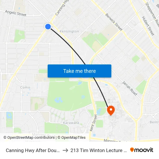 Canning Hwy After Douglas Av to 213 Tim Winton Lecture Theatre map