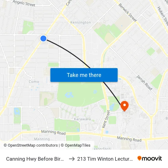 Canning Hwy Before Birdwood Av to 213 Tim Winton Lecture Theatre map