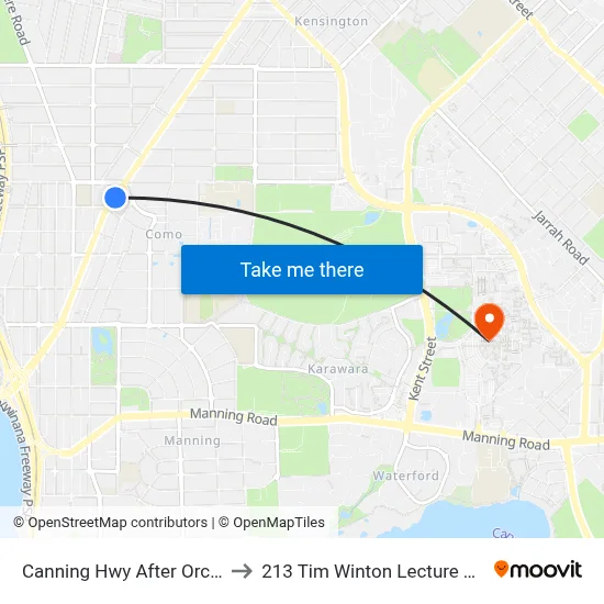 Canning Hwy After Orchid Ln to 213 Tim Winton Lecture Theatre map