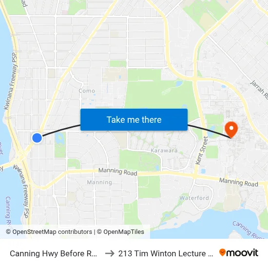Canning Hwy Before Robert St to 213 Tim Winton Lecture Theatre map