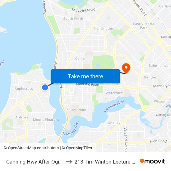Canning Hwy After Ogilvie Rd to 213 Tim Winton Lecture Theatre map