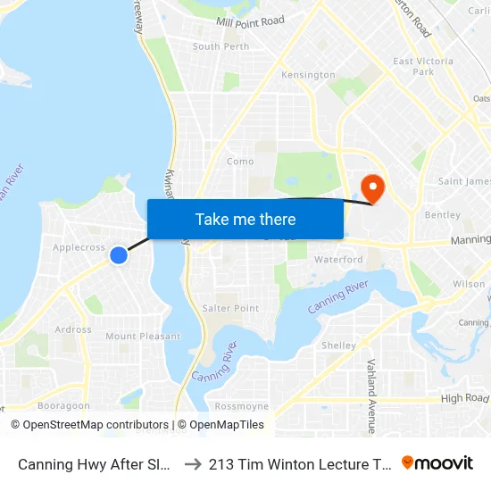 Canning Hwy After Sleat Rd to 213 Tim Winton Lecture Theatre map