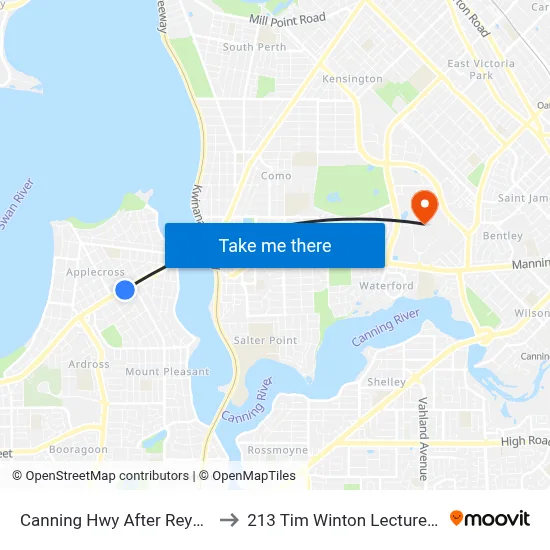Canning Hwy After Reynolds Rd to 213 Tim Winton Lecture Theatre map