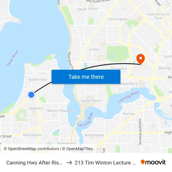 Canning Hwy After Riseley St to 213 Tim Winton Lecture Theatre map