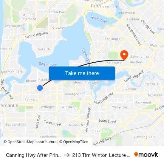 Canning Hwy After Prinsep Rd to 213 Tim Winton Lecture Theatre map
