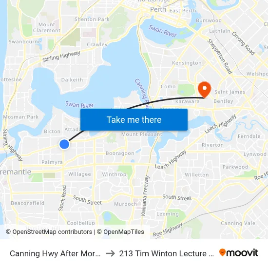 Canning Hwy After Moreing Rd to 213 Tim Winton Lecture Theatre map