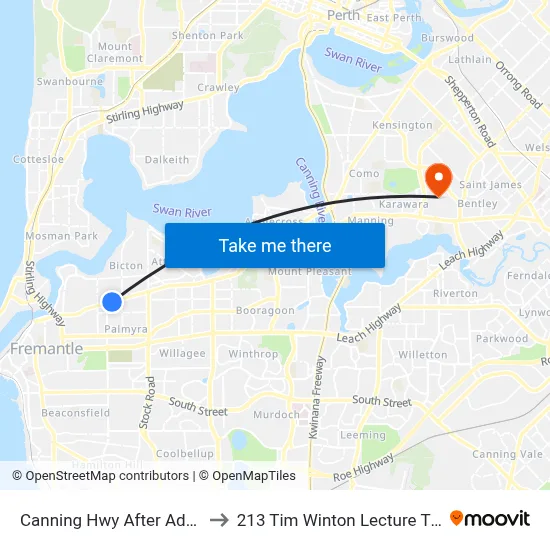 Canning Hwy After Adrian St to 213 Tim Winton Lecture Theatre map