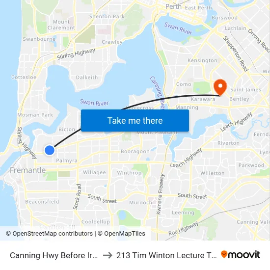 Canning Hwy Before Irwin St to 213 Tim Winton Lecture Theatre map