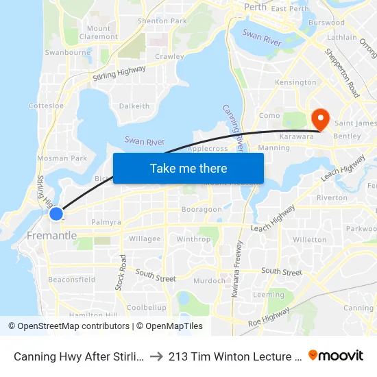 Canning Hwy After Stirling Hwy to 213 Tim Winton Lecture Theatre map