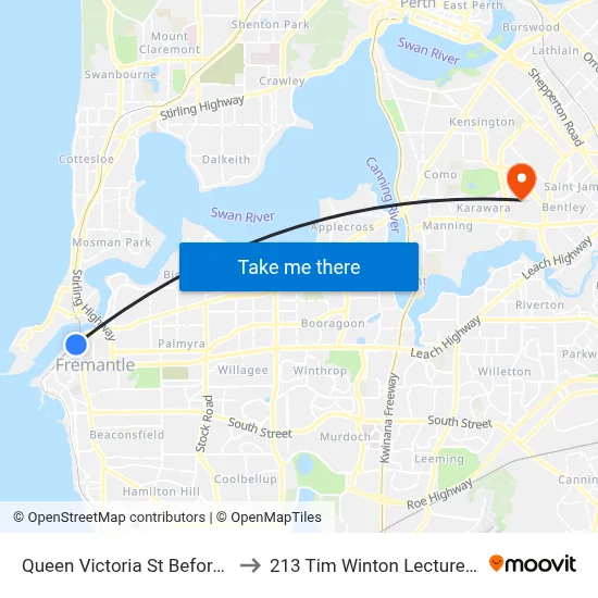 Queen Victoria St Before Burt St to 213 Tim Winton Lecture Theatre map