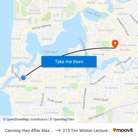 Canning Hwy After Alexandra Rd to 213 Tim Winton Lecture Theatre map