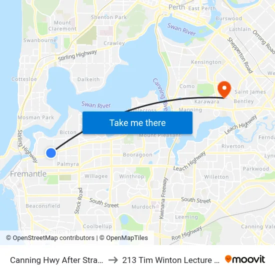 Canning Hwy After Stratford St to 213 Tim Winton Lecture Theatre map
