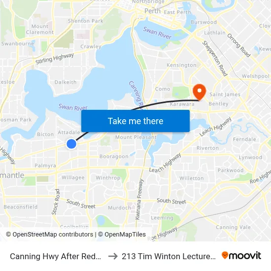 Canning Hwy After Redcourt Rd to 213 Tim Winton Lecture Theatre map