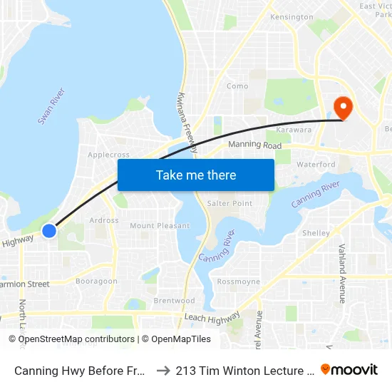Canning Hwy Before Francis Rd to 213 Tim Winton Lecture Theatre map