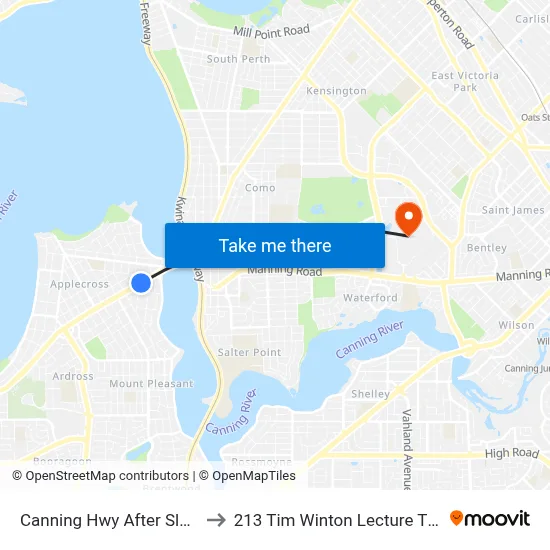 Canning Hwy After Sleat Rd to 213 Tim Winton Lecture Theatre map