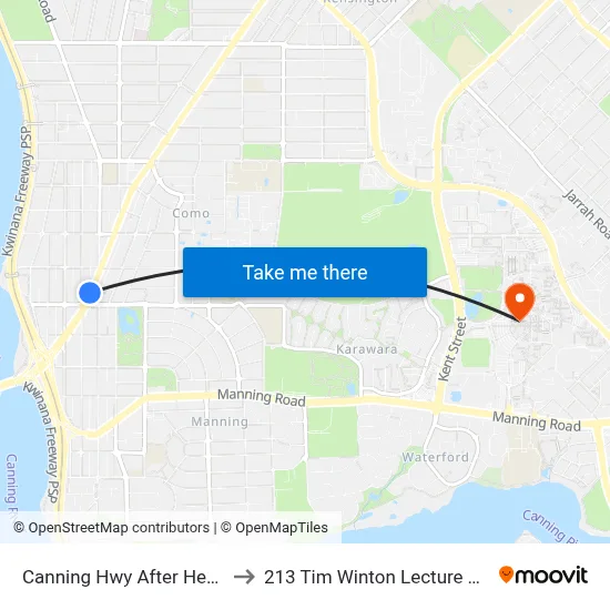 Canning Hwy After Henley St to 213 Tim Winton Lecture Theatre map