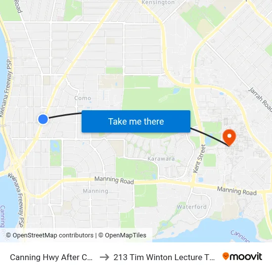 Canning Hwy After Cale St to 213 Tim Winton Lecture Theatre map