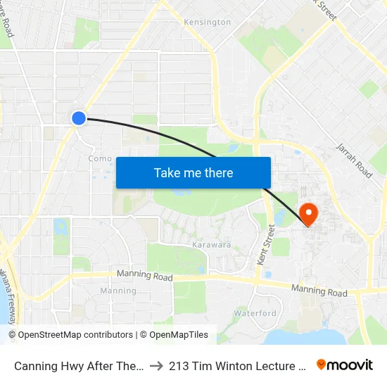 Canning Hwy After Thelma St to 213 Tim Winton Lecture Theatre map