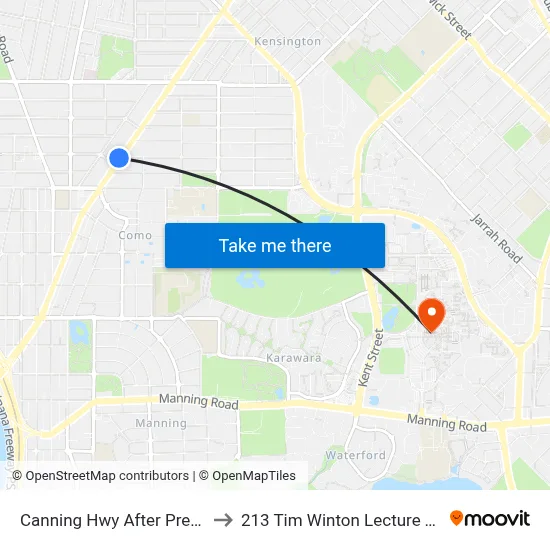 Canning Hwy After Preston St to 213 Tim Winton Lecture Theatre map
