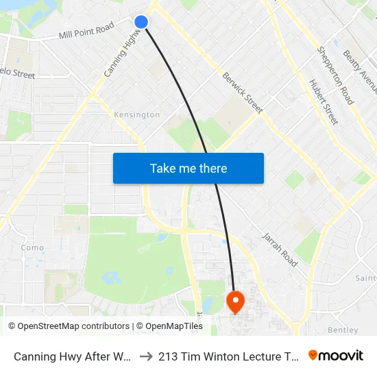 Canning Hwy After Way Rd to 213 Tim Winton Lecture Theatre map