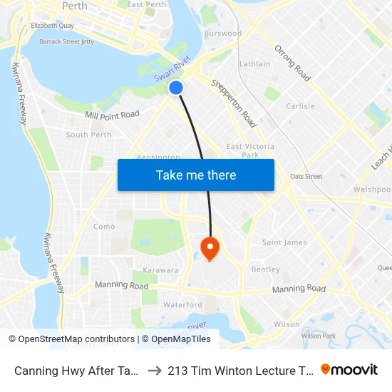 Canning Hwy After Taylor St to 213 Tim Winton Lecture Theatre map
