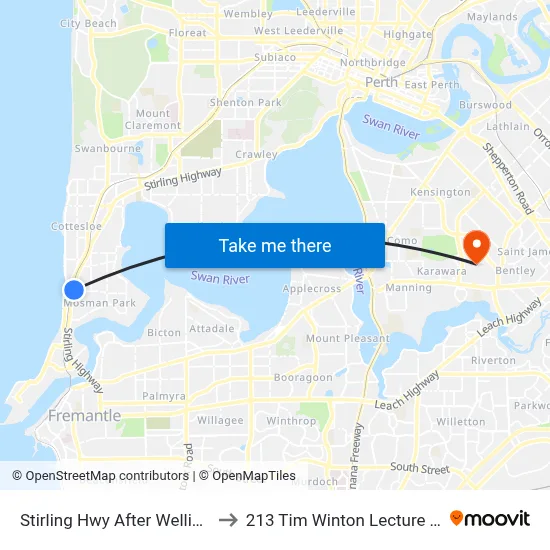 Stirling Hwy After Wellington St to 213 Tim Winton Lecture Theatre map