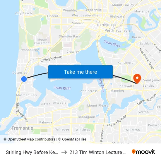 Stirling Hwy Before Keane St to 213 Tim Winton Lecture Theatre map