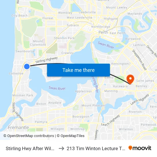 Stirling Hwy After Wilson St to 213 Tim Winton Lecture Theatre map