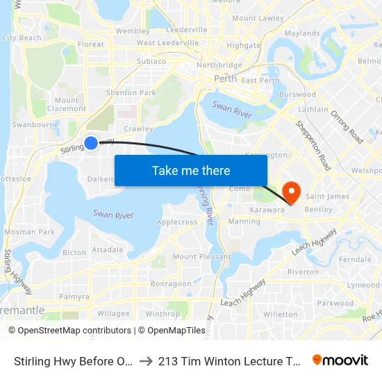 Stirling Hwy Before Ord St to 213 Tim Winton Lecture Theatre map