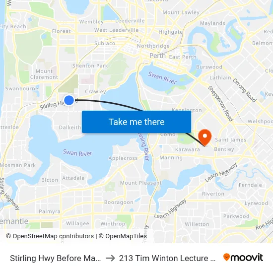 Stirling Hwy Before Martin Av to 213 Tim Winton Lecture Theatre map