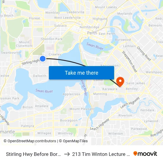 Stirling Hwy Before Boronia Av to 213 Tim Winton Lecture Theatre map