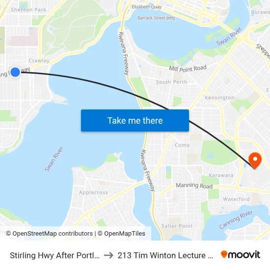 Stirling Hwy After Portland St to 213 Tim Winton Lecture Theatre map