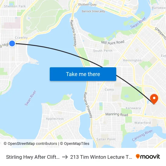 Stirling Hwy After Clifton St to 213 Tim Winton Lecture Theatre map