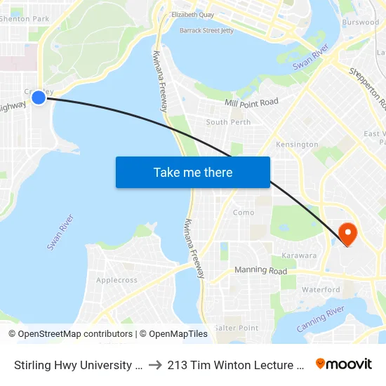 Stirling Hwy University Of Wa to 213 Tim Winton Lecture Theatre map