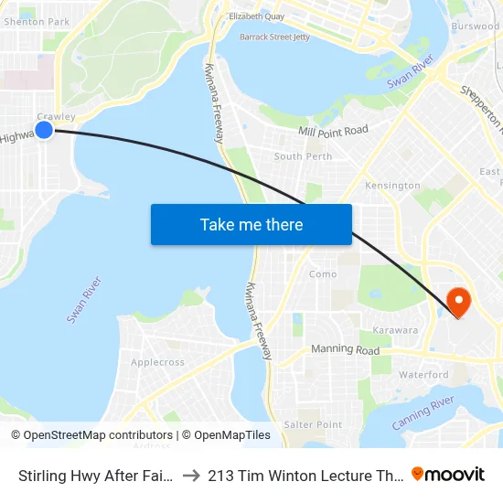 Stirling Hwy After Fairway to 213 Tim Winton Lecture Theatre map