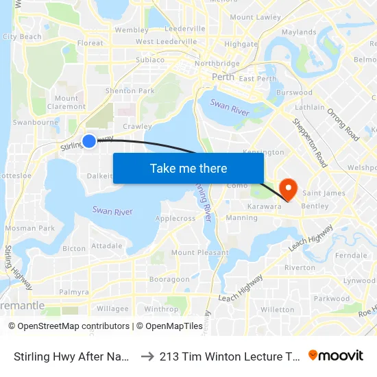 Stirling Hwy After Napier St to 213 Tim Winton Lecture Theatre map